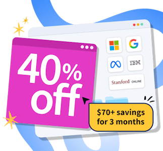Ends soon! 40% off 3 months of Coursera Plus