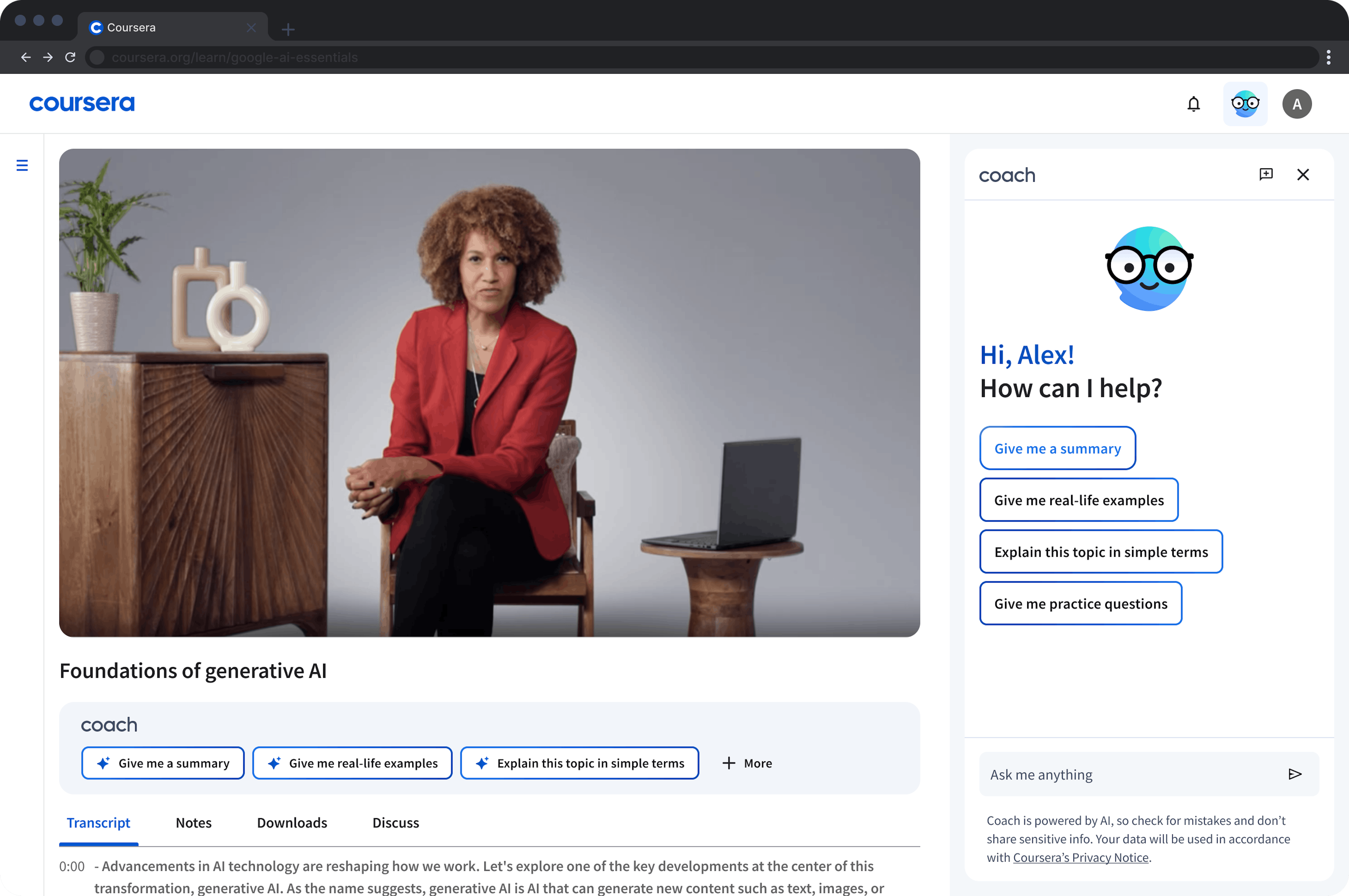 Coursera Coach AIPowered Guide for Tailored Learning Coursera