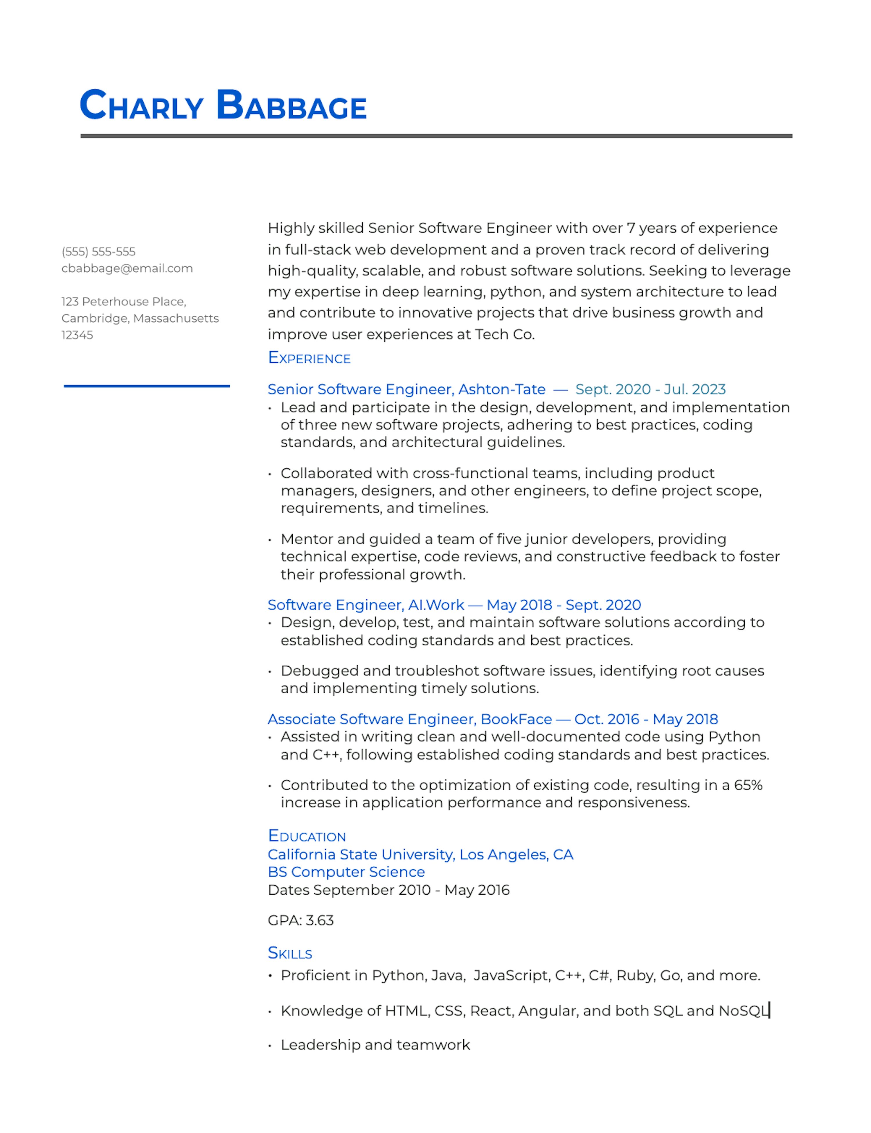 Software Engineer Resume: Examples, Tips, and More | Coursera