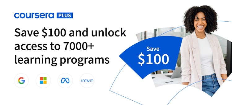 An graphic that says "save $100 and unlock access to 7000+ learning programs." 