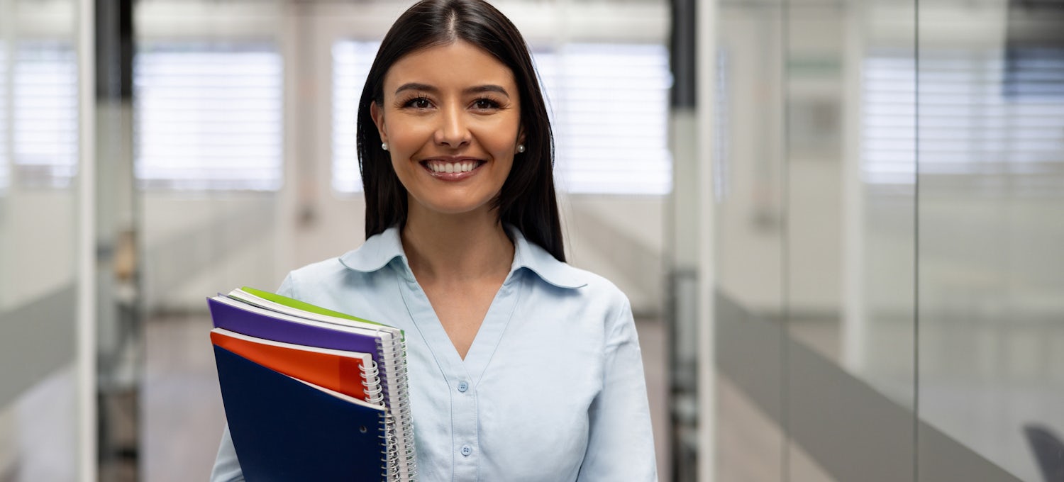 A student heading to the classroom.